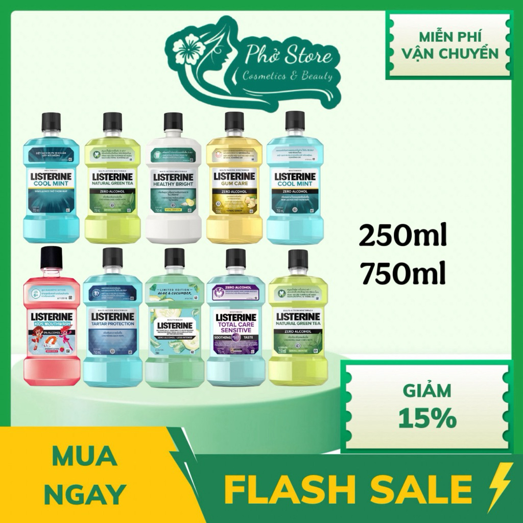 Nước Súc Miệng Listerine Làm Trắng Răng, Thơm Miệng, Sạch Mảng Bám, Giúp Nướu Chắc Khỏe 750ml
