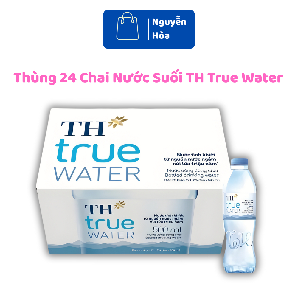 Thùng 24 Chai Nước Suối TH True Water Tinh Khiết (350ml/500ml/1.5L) - Nước Uống Đóng Chai Tinh Lọc T