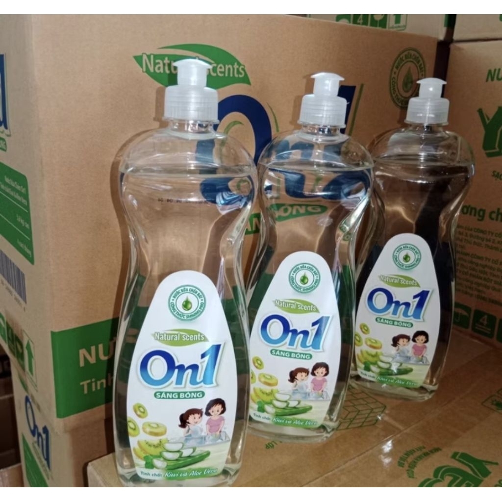 Nước rửa chén on1 Kiwi và Lô Hội 750ml, chiết xuất từ thiên nhiên không hại da tay