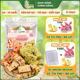  Set làm Kẹo Nougat  60-70 viên  Kẹo hạnh phúc 3 vị Matcha Dâu Tây Sữa Hạt siêu Topping ít ngọt 