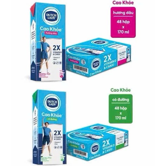 Thùng 48 Hộp Sữa Dinh Dưỡng Dutch Lady Cao Khỏe  Đủ Vị 170ml