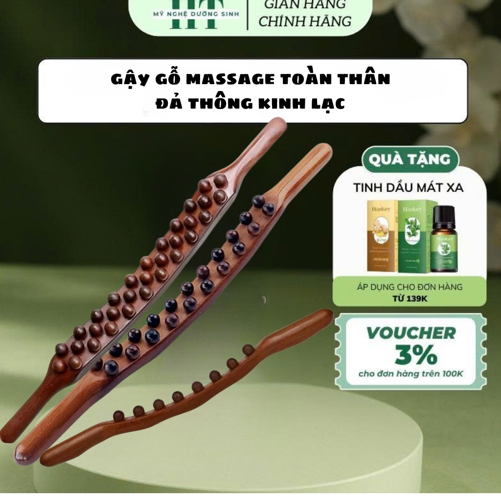 Gậy gỗ mát xa toàn thân, đả thông kinh mạch giảm đau mỏi cơ thể ngay tại nhà - Mỹ nghệ dưỡng sinh HT