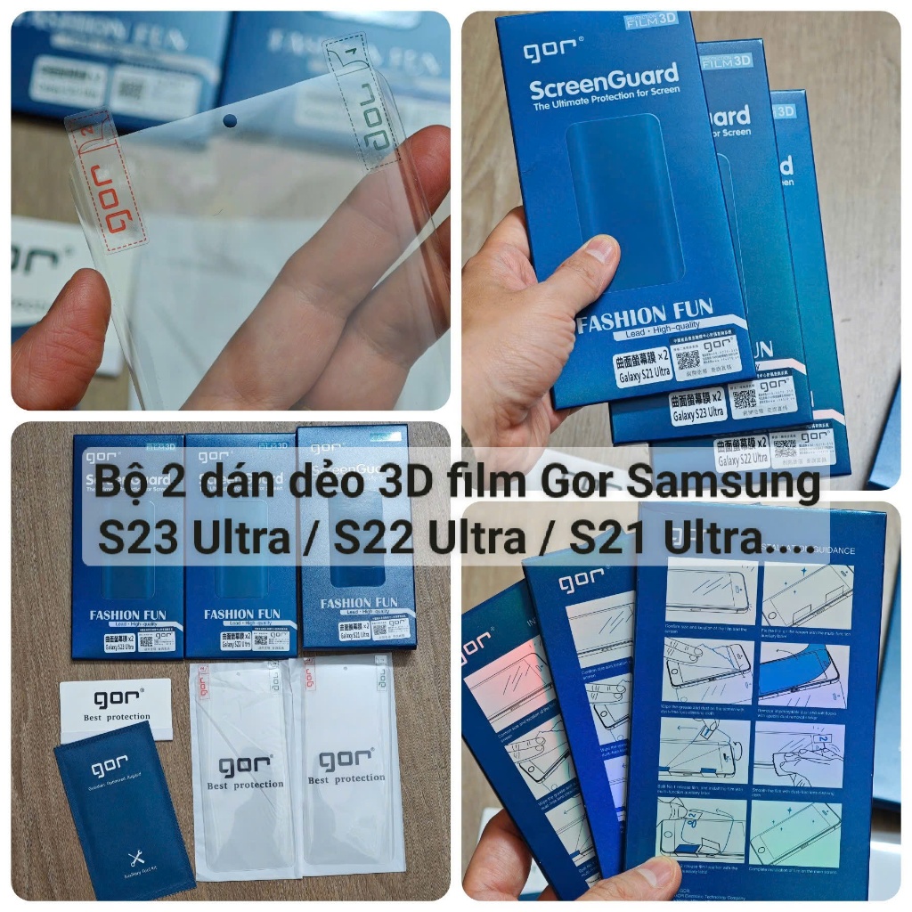 Film dẻo PPF, dán cường lực dẻo 3D GOR Samsung S23 Ultra / S22 Note 20 S21 Note 10 Plus S10 5G Kính