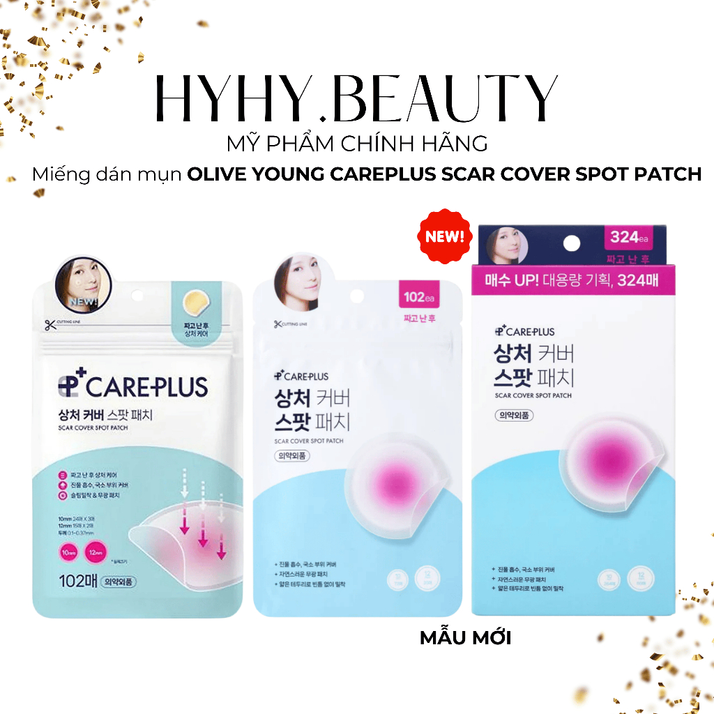 Miếng dán mụn OLIVE YOUNG CAREPLUS SCAR COVER SPOT PATCH [Đủ bill Olive Young] 24/ 102/ 324 miếng