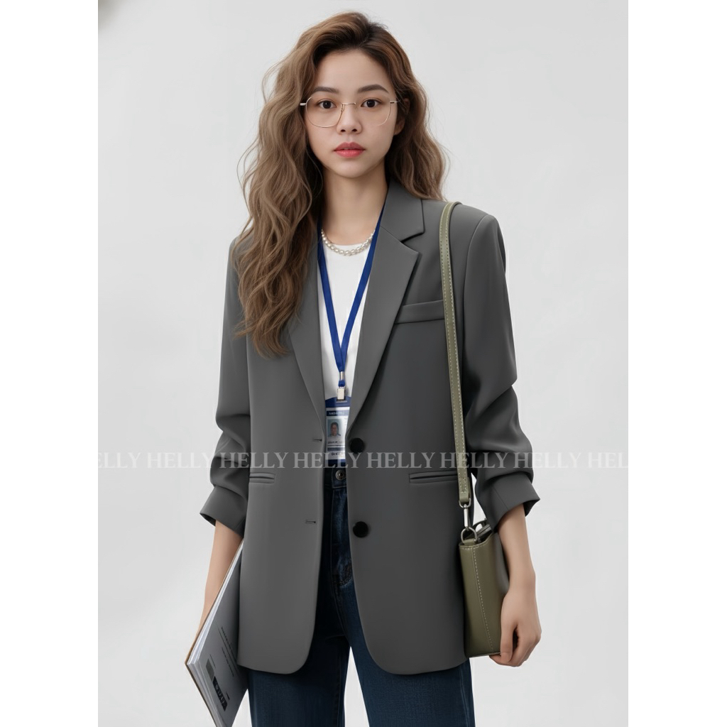 ÁO BLAZER NỮ TAY LỬNG NHÚN XẺ TÀ HELLY SHOP