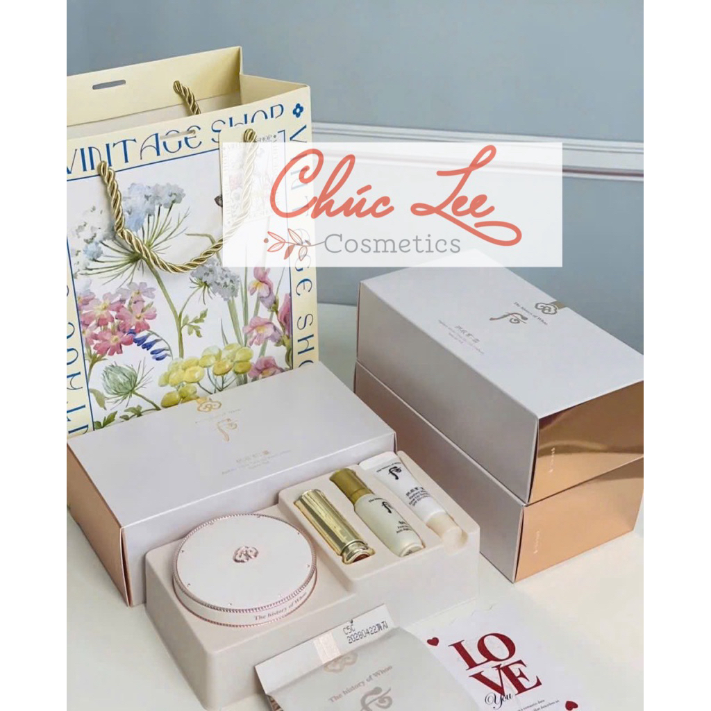 Set Phấn Nước Whoo trắng - The history of Whoo Radiant white Tone Up Sun Cushion