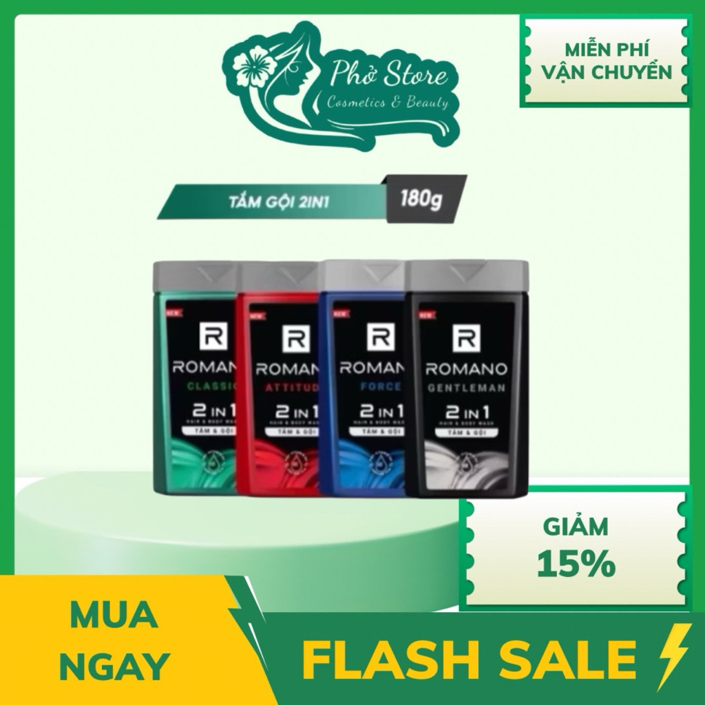 Tắm gội 2 trong 1 Romano 2in1 180g/chai