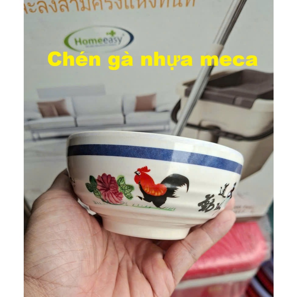 Chén nhựa meca cao cấp in hình gà trống siêu xinh hàng dày