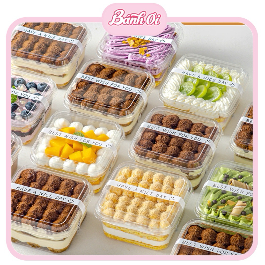 [JLH10-6] Hộp nhựa vuông đựng bánh Mousse, Hộp nhựa đựng bánh tiramisu, pannacotta hộp đựng chè, Hộp