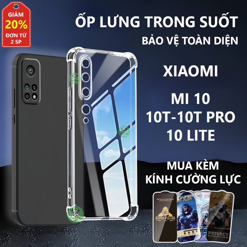 Ốp lưng Xiaomi Mi 10/ Mi 10T / Mi 10T Pro/ Mi 10 Lite chống sốc, trong suốt, silicon, bảo vệ camera-