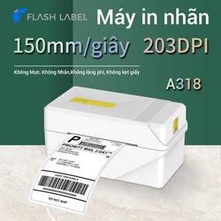  Máy in nhiệt Flashlabel A318 có thể in trên giấy khổ A7 phù hợp để in đơn hàng nhãn dán tự dính mini code mã vạch 