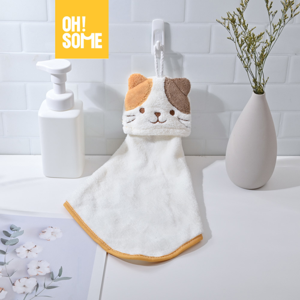 OHSOME - Khăn tay, khăn mặt mèo con mềm mịn siêu thấm hút có móc treo dễ thương