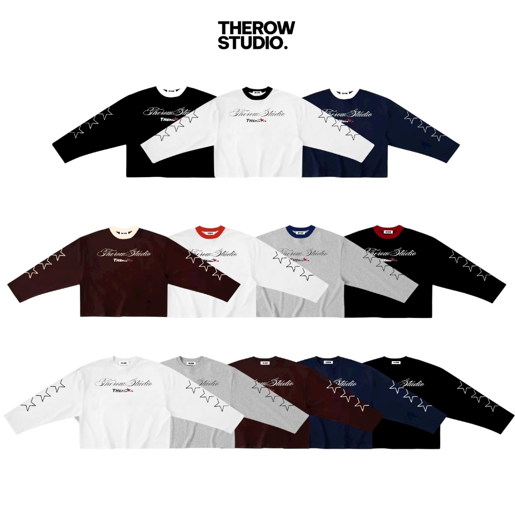 [Ver6] THEROW Áo Thun Tay Dài Long Sleeve Boxy 250gsm Form Rộng Cổ Tròn "STAR" Unisex Nam Nữ Phong Cách Basic Thoải Mái | BigBuy360 - bigbuy360.vn