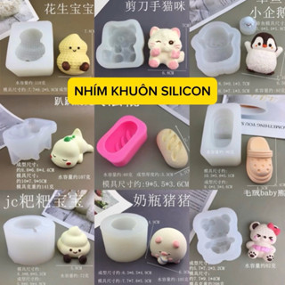  NHÍM KHUÔN SILICON 4D HÌNH THÚ PANDA KHỦNG LONG CÁ MÈO BÁNH MÌ LÀM RAU CÂU TOPPING TẠO HÌNH CƠM NẮM THẠCH CAO 