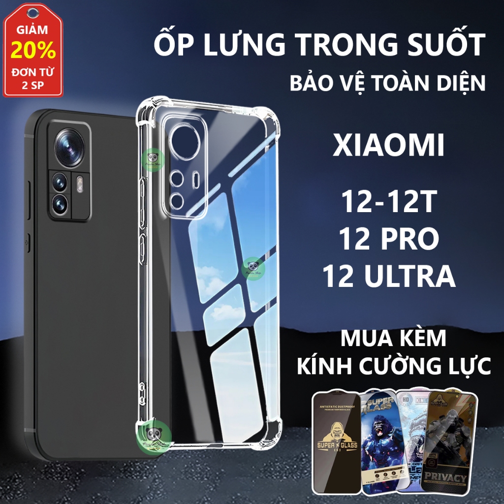 Ốp lưng Xiaomi 12/ 12T/ 12S/ 12X/ 12S Pro/ 12S Ultra /12 Lite chống sốc, trong suốt, silicon, bảo vệ