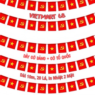 Dây Cờ Tổ Quốc Trang Trí Lễ Hội, Quốc Khánh, Tết Cổ Truyền, In 2 Mặt - Dài 10m