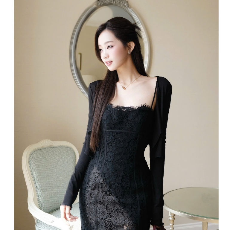 [Chouchou Clothing] Set Cardigan Ren Hoa Đen