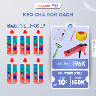 Keo chà ron gạch KGT - Keo chít mạch chống thấm epoxy 2 thành phần (Combo 6 chai), thi công 30m², chống thấm, bền màu