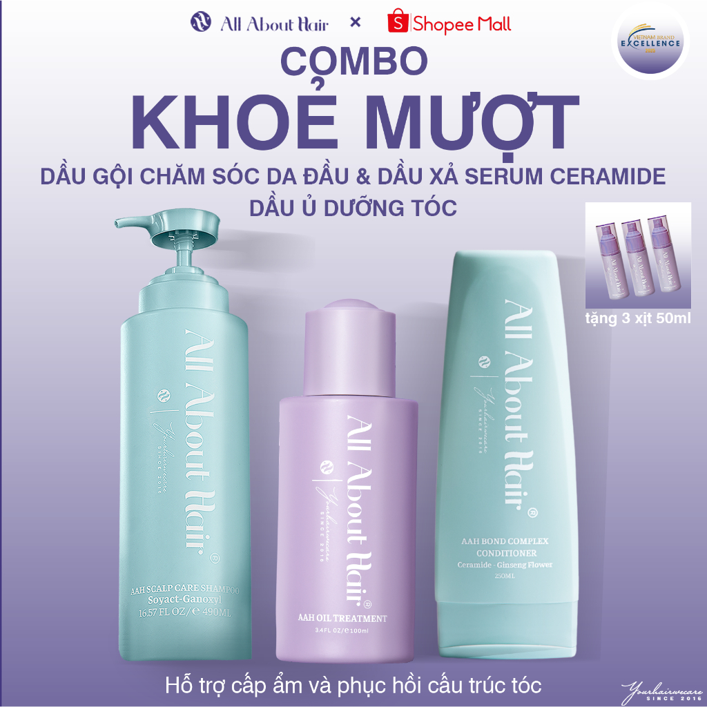  COMBO 3SP All About Hair Gội Ủ Xả giúp phục hồi hư tổn nặng dưỡng ẩm cho tóc của bạn chắc khoẻ 
