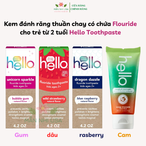 Kem đánh răng hello hữu cơ cho bé từ 2 tuổi – Hello toothpaste