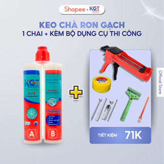  Keo chà ron gạch KGT - Keo chít mạch chống thấm epoxy 2 thành phần  1 chai + bộ dụng cụ thi công  bền màu chống ố mốc 