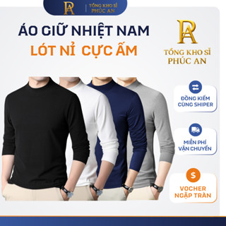 Combo 3,4 áo giữ nhiệt nam lót nỉ dài tay cổ 3 phân, áo thun nam dài tay lót nỉ co dãn giữ nhiệt tốt