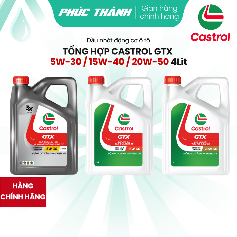 [HÀNG CHÍNH HÃNG] Dầu Nhớt Ô Tô Công Nghệ Tổng Hợp Castrol GTX 5W30 | 15W40 | 20W50 - Mẫu Mới