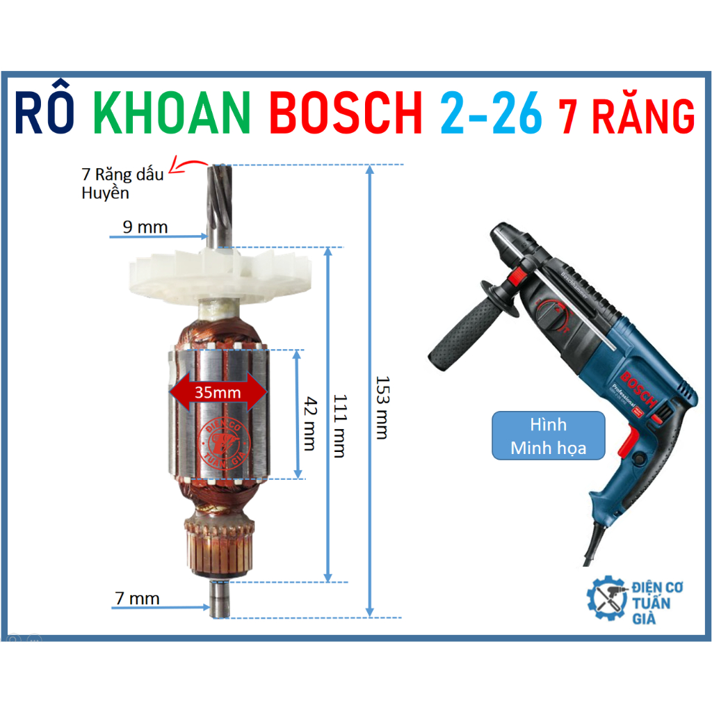 2-26 BOSCH - RÔ KHOAN BÊ TÔNG 3 CHỨC NĂNG BOSCH 2-26 7 RĂNG.