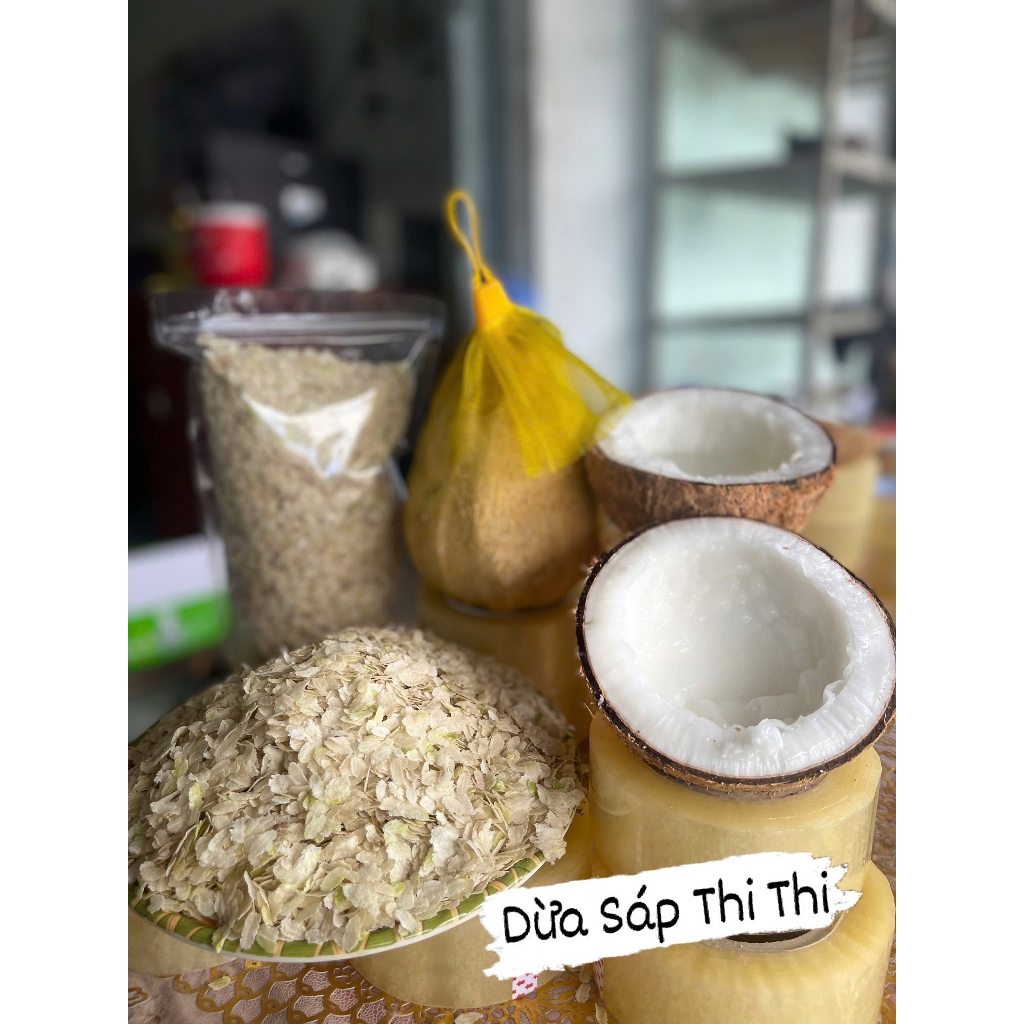 ComBo 500gr Cốm Dẹp + 1 Dừa Sáp Loại 3 Size Lớn (Đặc Sản Trà Vinh)