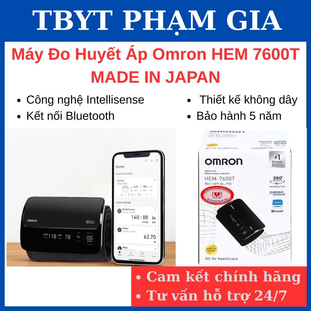 Máy Đo Huyết Áp Omron HEM-7600T Cao Cấp – Công Nghệ Intellisense – Đo Chính Xác – Bảo Hành 5 Năm