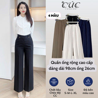  Quần ống rộng Cúc Fashion vải tây from âu xuông lưng cao cấp thời trang nữ culottes suông tag Q199 