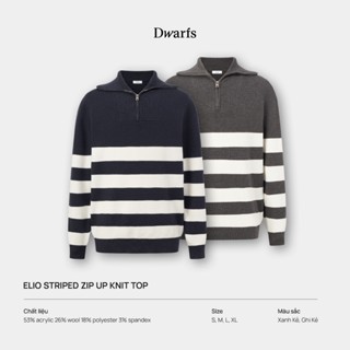  Áo len hoạ tiết kẻ ngang khoá kéo Elio Striped Zip Up Knit Top 