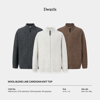 Áo cardigan dệt kim khoá kéo Wool Blend Line Cardigan Knit Top