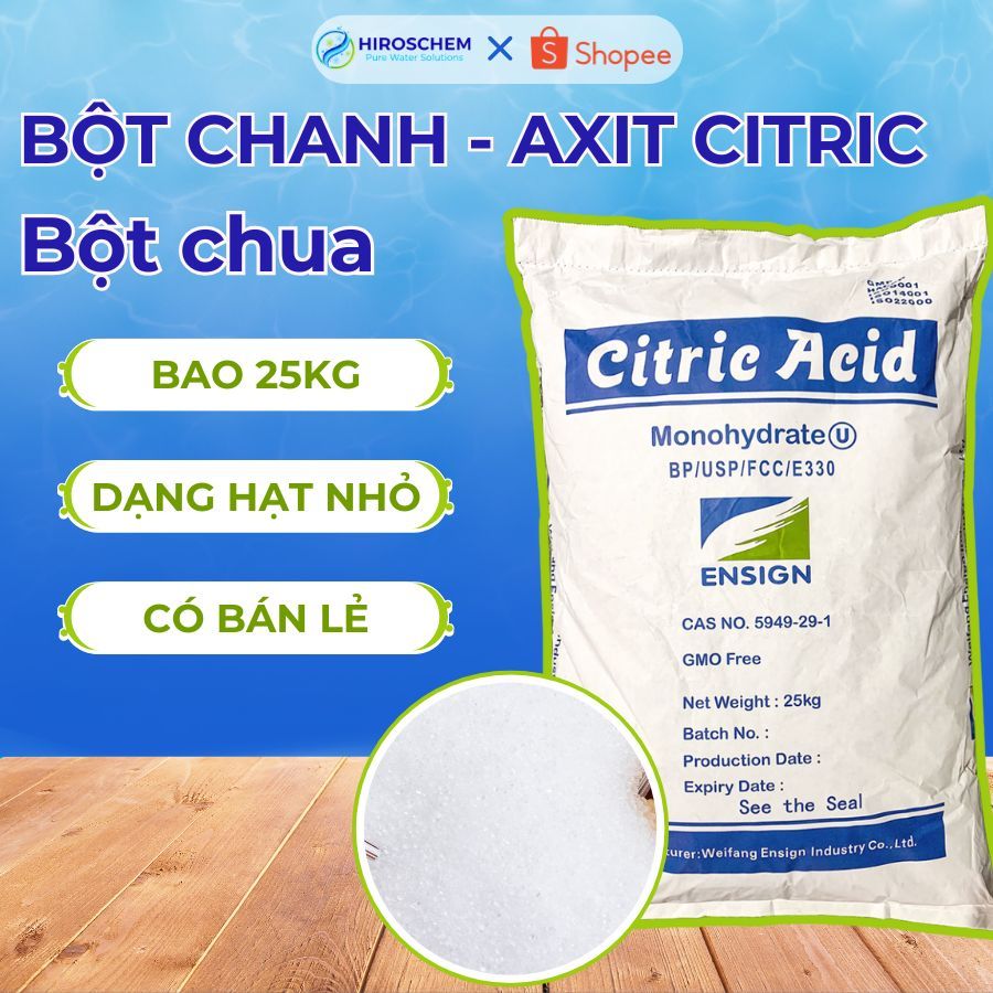 (Bao 25KG) Bột Chua Axit Citric Mono, Bột Chanh Tẩy Rửa, Bột Chanh Tạo Độ Chua Cho Thực Phẩm E330