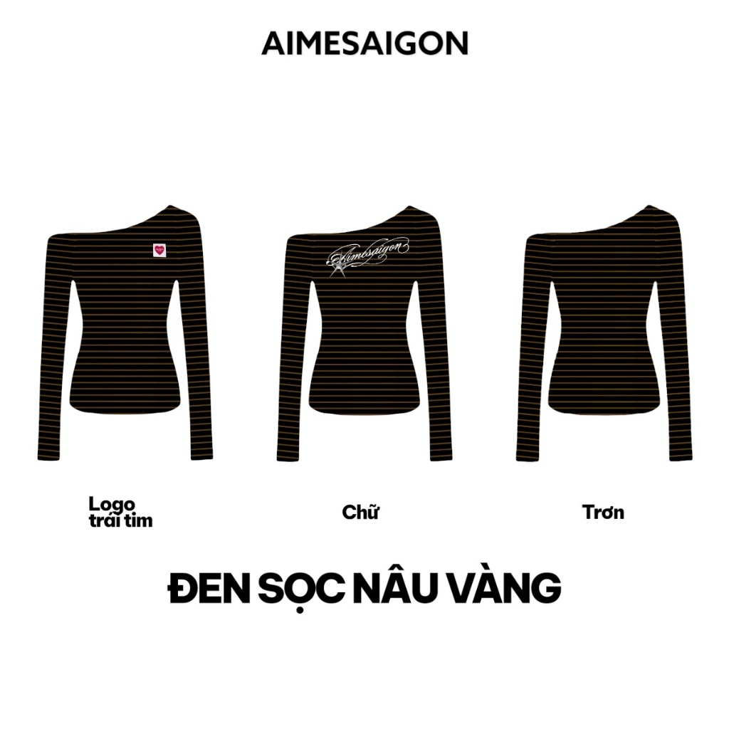Aimesaigon ÁO THUN LỆCH VAI TAY DÀI HOẠ TIẾT KẺ SỌC ÔM BODY BASIC | BigBuy360 - bigbuy360.vn