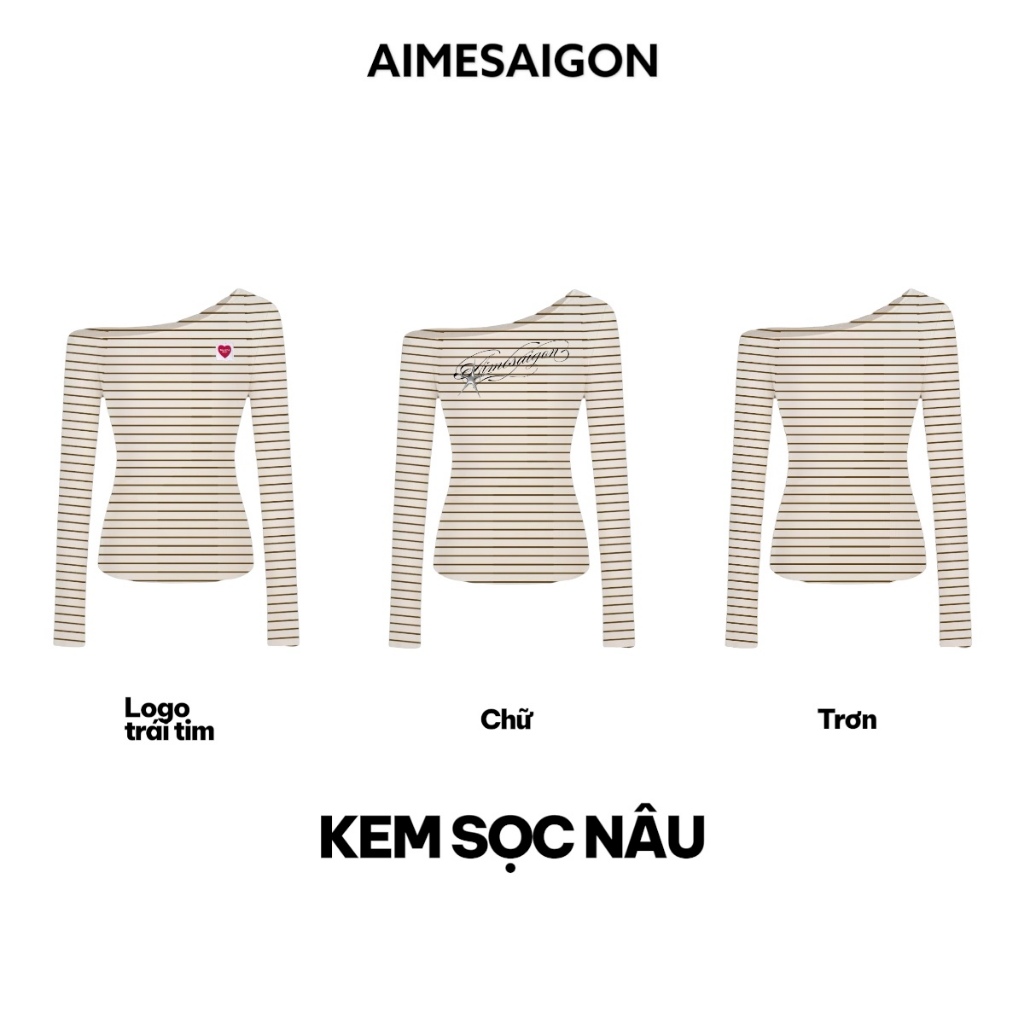 Aimesaigon ÁO THUN LỆCH VAI TAY DÀI HOẠ TIẾT KẺ SỌC ÔM BODY BASIC | BigBuy360 - bigbuy360.vn