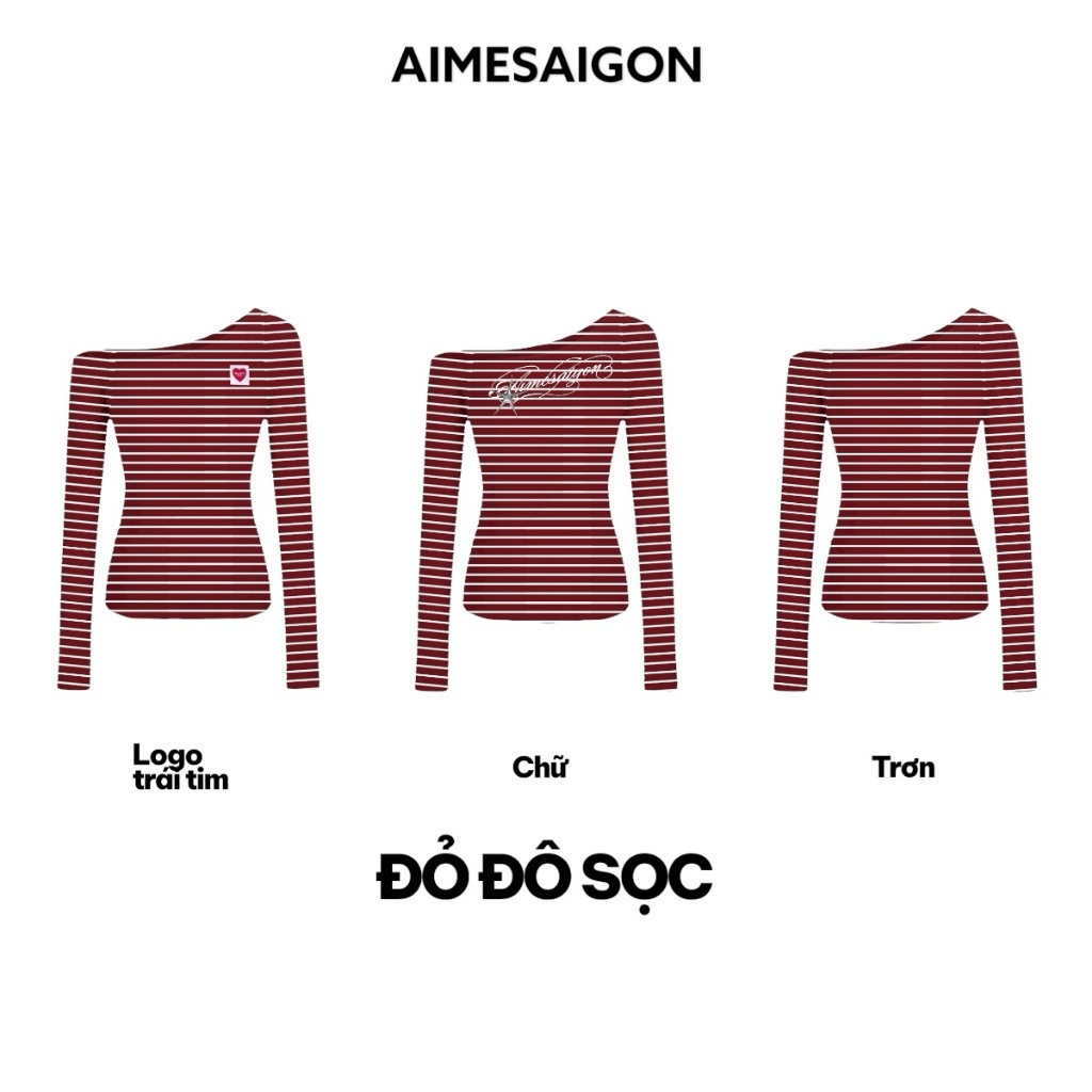 Aimesaigon ÁO THUN LỆCH VAI TAY DÀI HOẠ TIẾT KẺ SỌC ÔM BODY BASIC | BigBuy360 - bigbuy360.vn