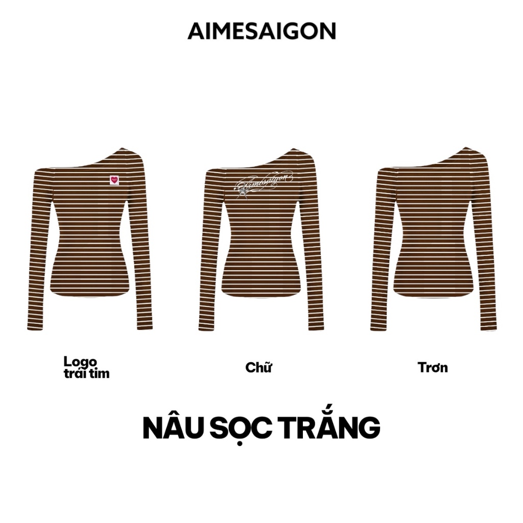 Aimesaigon ÁO THUN LỆCH VAI TAY DÀI HOẠ TIẾT KẺ SỌC ÔM BODY BASIC | BigBuy360 - bigbuy360.vn