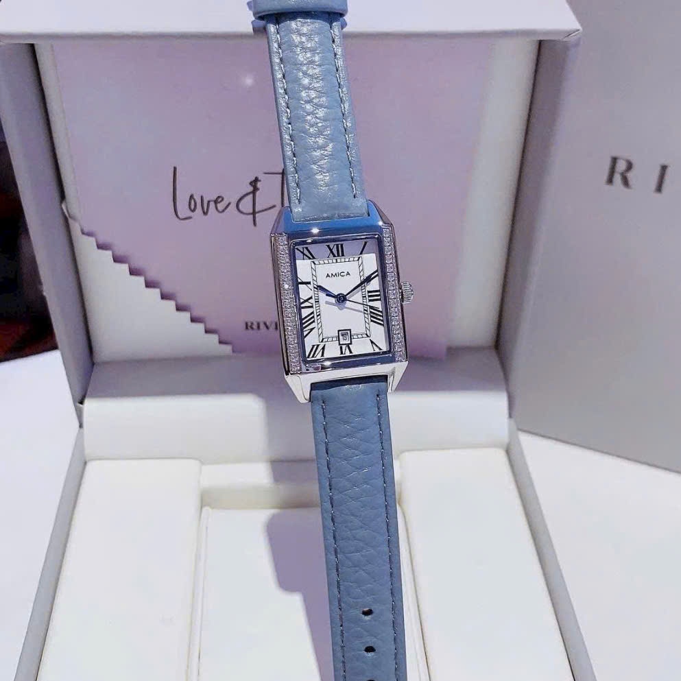 Đồng hồ nữ dây da Amica Quartz 042 Sky Blue