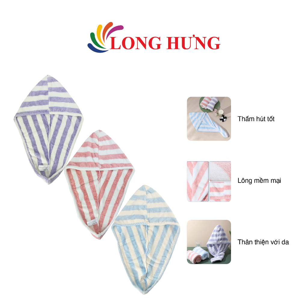 Khăn gội đầu quấn tóc BONBOX 60x25 cm BT10 - Hàng chính hãng