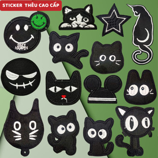  Sticker ủi áo MÀU ĐEN làm miếng ủi quần áo rách miếng vá quần áo,patch ủi áo Phụ Kiện Thời Trang 