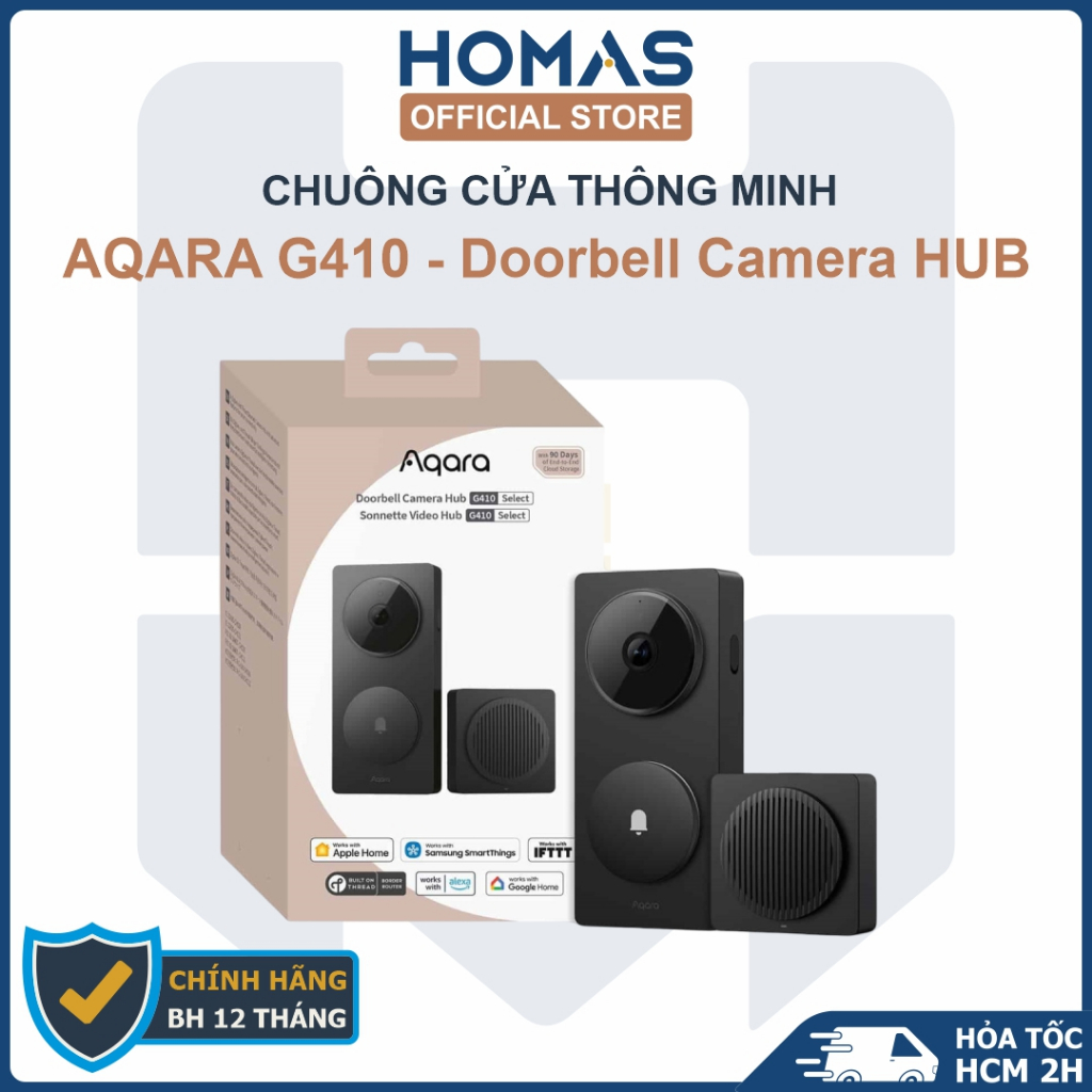 Aqara G410 - Chuông Hình Thông Minh độ phân giải 2K, loa 95dB, Hub Matter, Apple Homekit - Quốc Tế