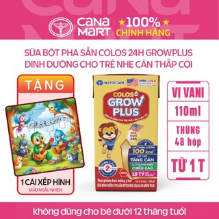  Thùng 48 hộp sữa bột pha sẵn Nutricare Colos 24h Grow Plus phát triển toàn diện  110ml  