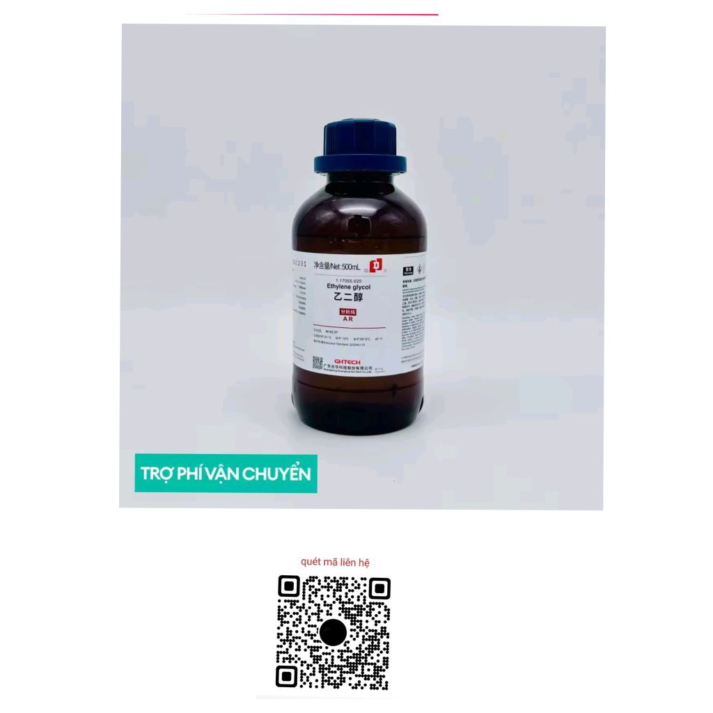 Hóa chất Ethylene glycol ≥ 99% (AR, JHD, Chai 500ML, Cas 107-21-1)