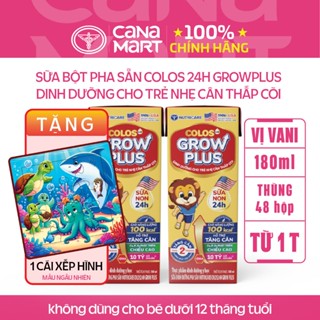  Thùng 48 hộp sữa bột pha sẵn Nutricare Colos 24h Grow Plus phát triển toàn diện  180ml  