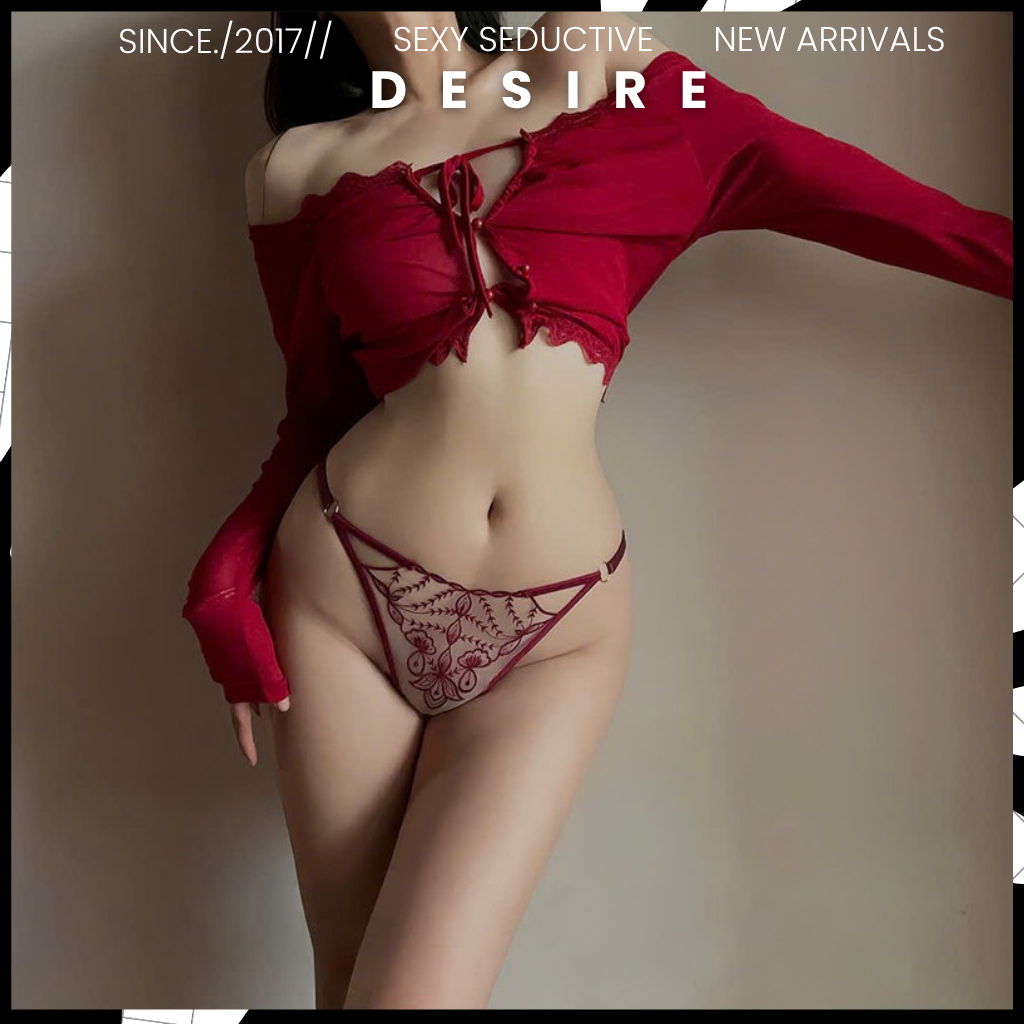 Quần lót nữ phối hoa ren xuyên thấu lọt khe DESIRE STORE QL-033