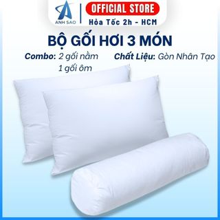  Combo 2 Gối Ngủ Nằm Và 1 Gối Ôm Ánh Sao Ruột Gối Cao Cấp Mềm Êm Chuẩn Khách Sạn Gối Đầu Ngủ Thoải Mái Gối Gòn Êm Dịu 