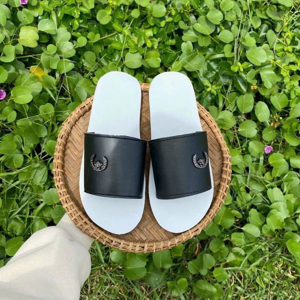 dép nam nữ quai ngan đen nền trắng