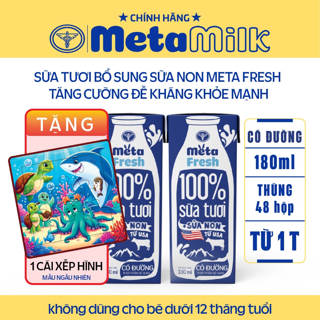 Thùng sữa tươi Meta Fresh Nutricare sữa non tăng cường miễn dịch (48 Hộp)