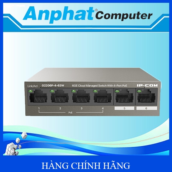 Switch 4 Port PoE IP-COM G2206P-4-63W - Hàng Chính Hãng